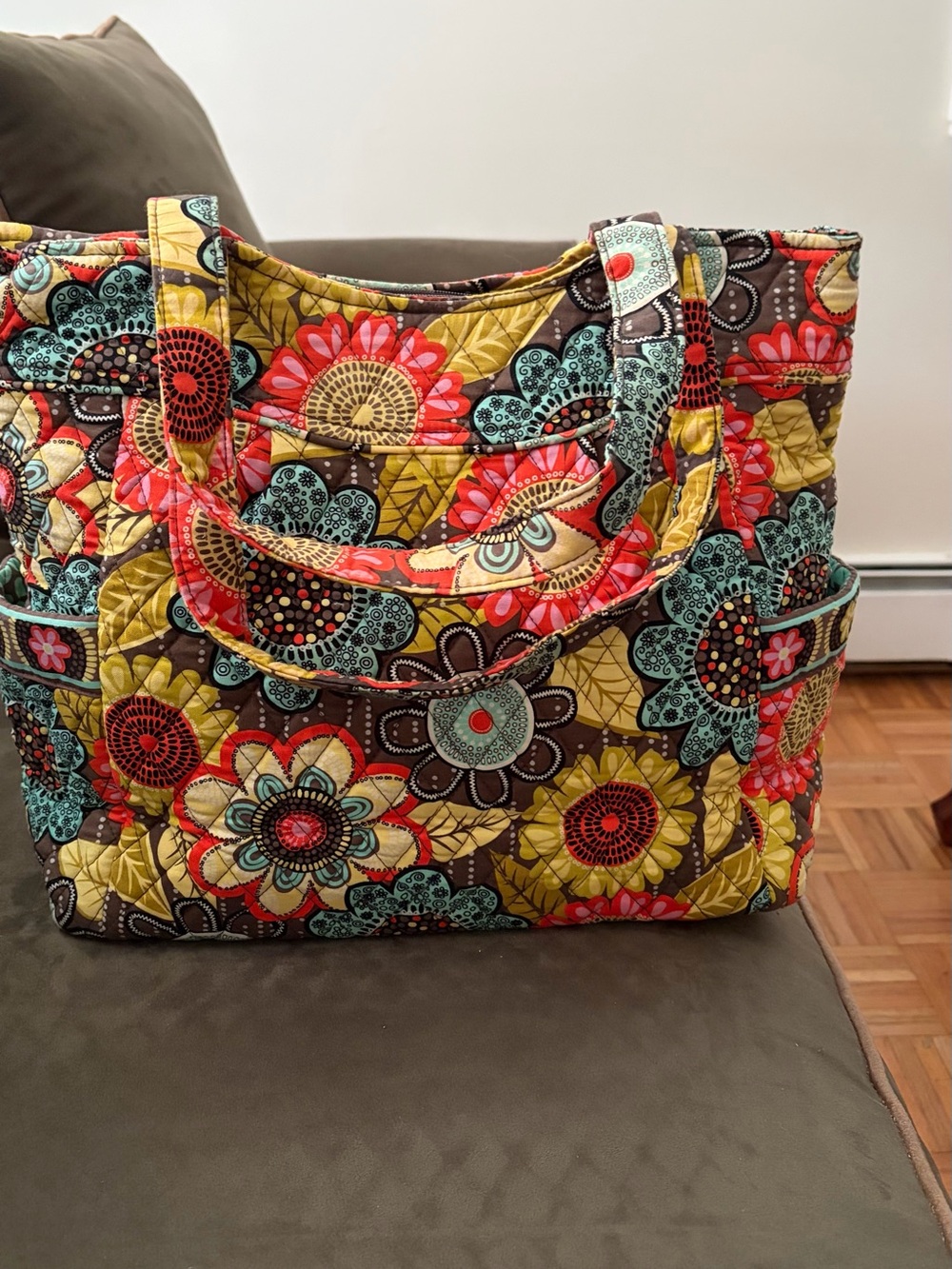 Vera Bradley Quilted Floral Colorful Double Handle Handbag Tote